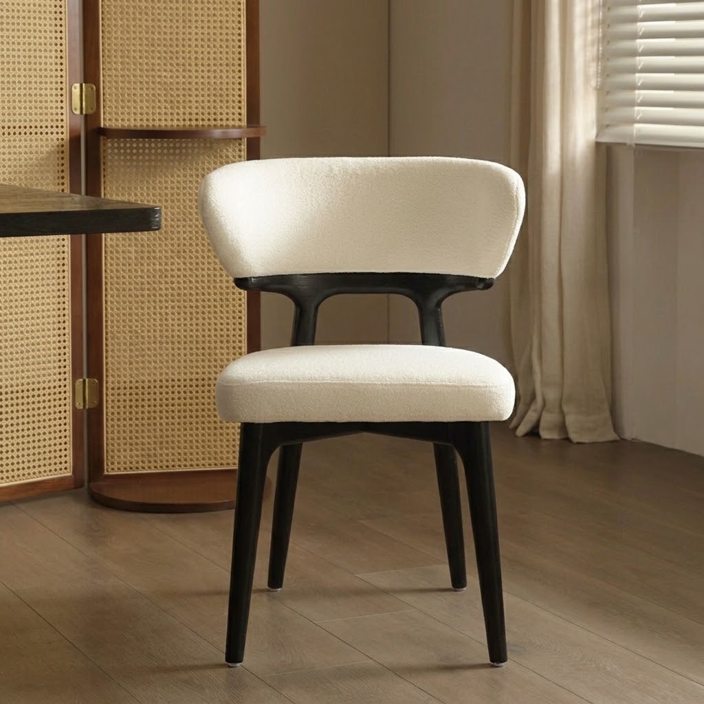 Vintage Wood & Lambswool Dining Chair