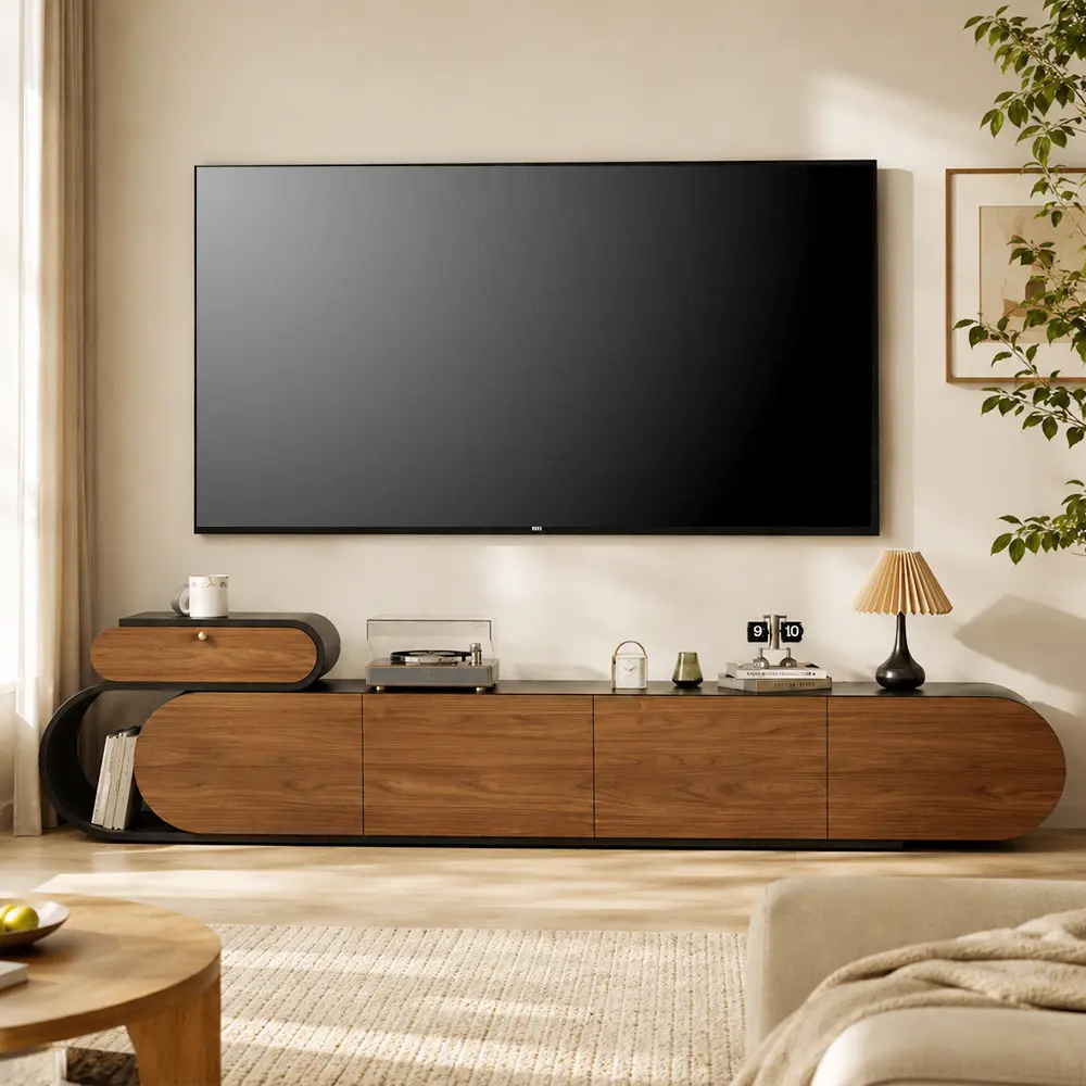 Walnut Veneer Extendable TV Stand