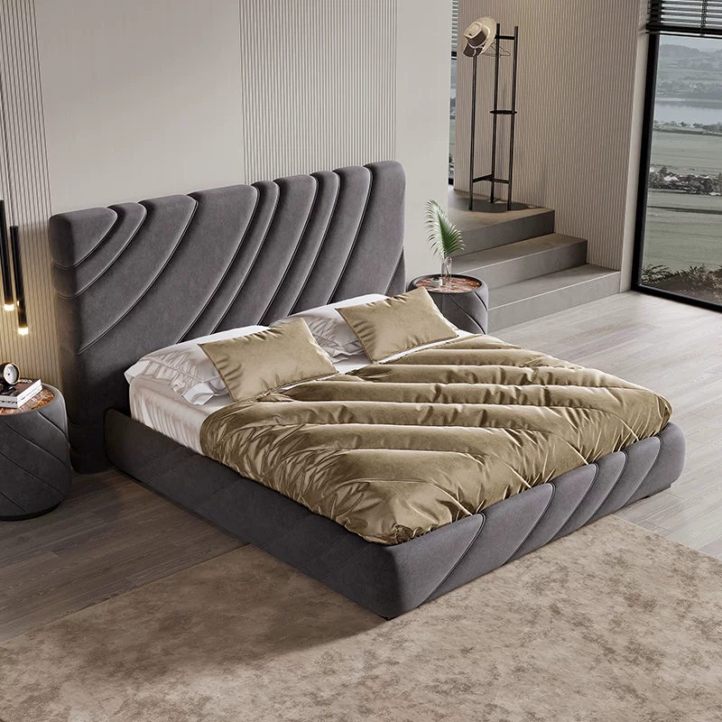 Frosted Velvet Platform Bed