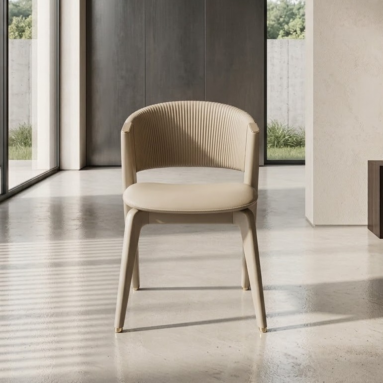 Upholstered Dining Chair with Wooden Legs