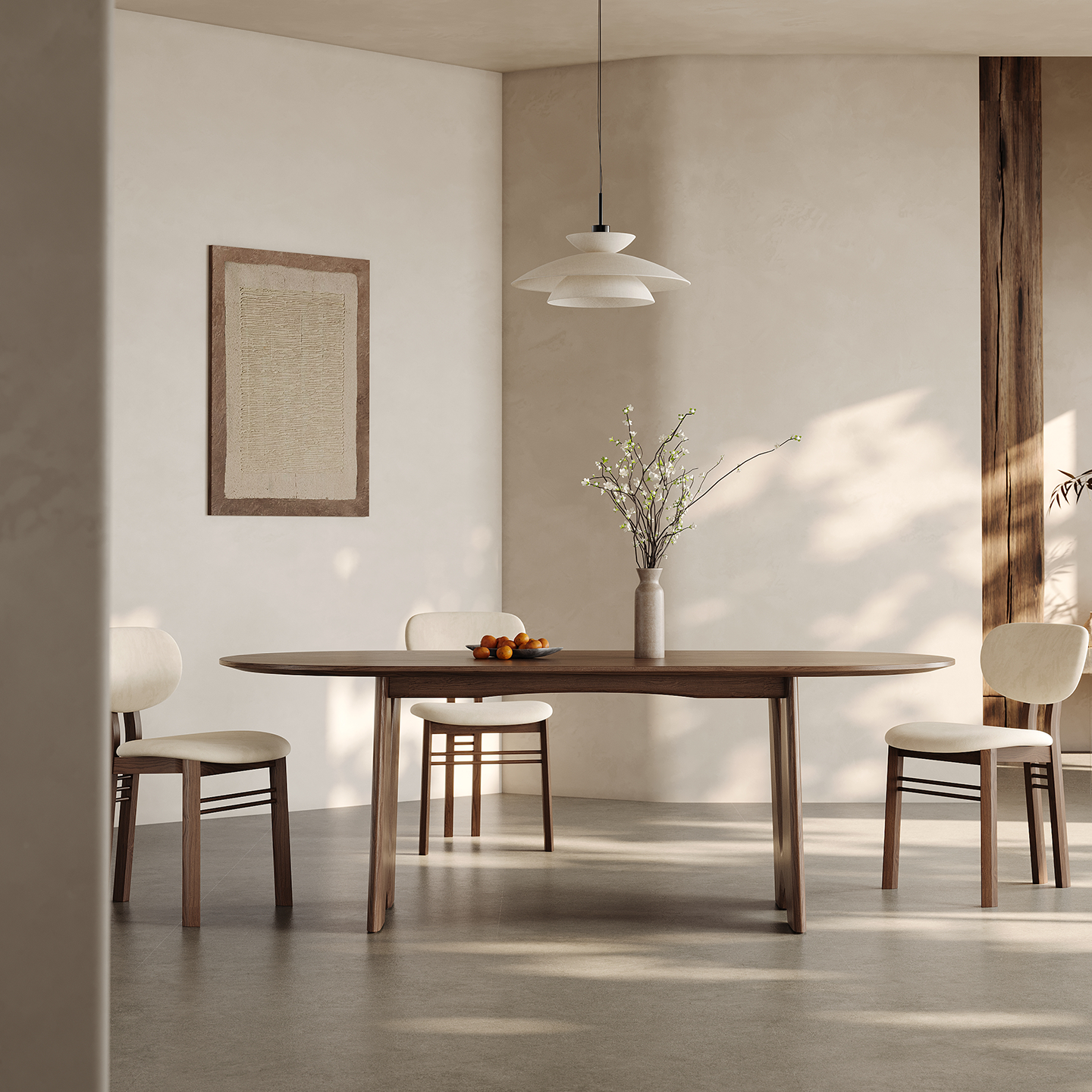 Irregular Wood Veneer Dining Table