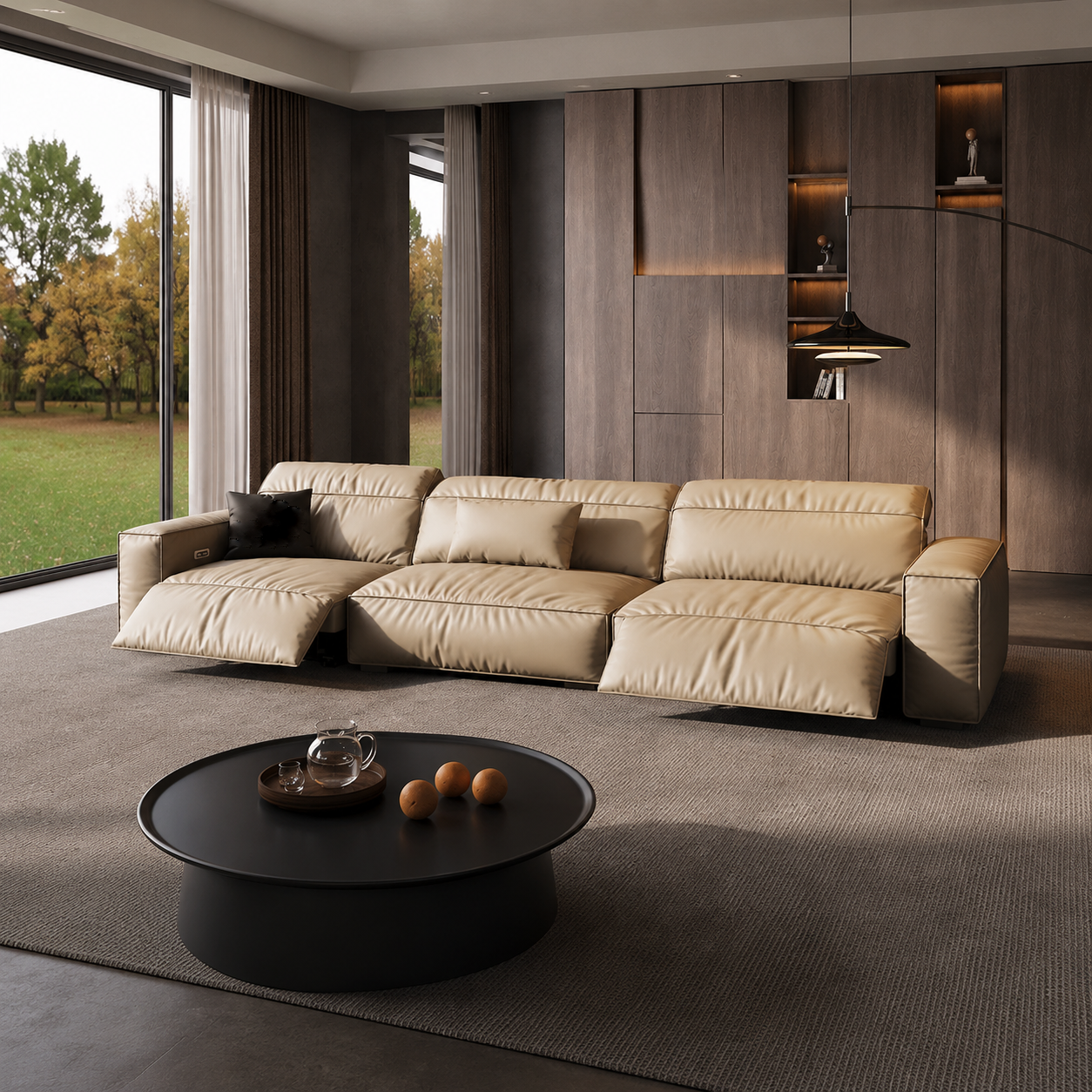 Tofu-Block Leather Sofa
