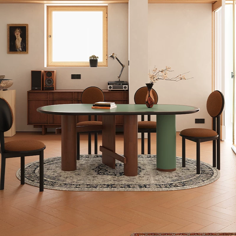 Oval Lacquered Wood Dining Table