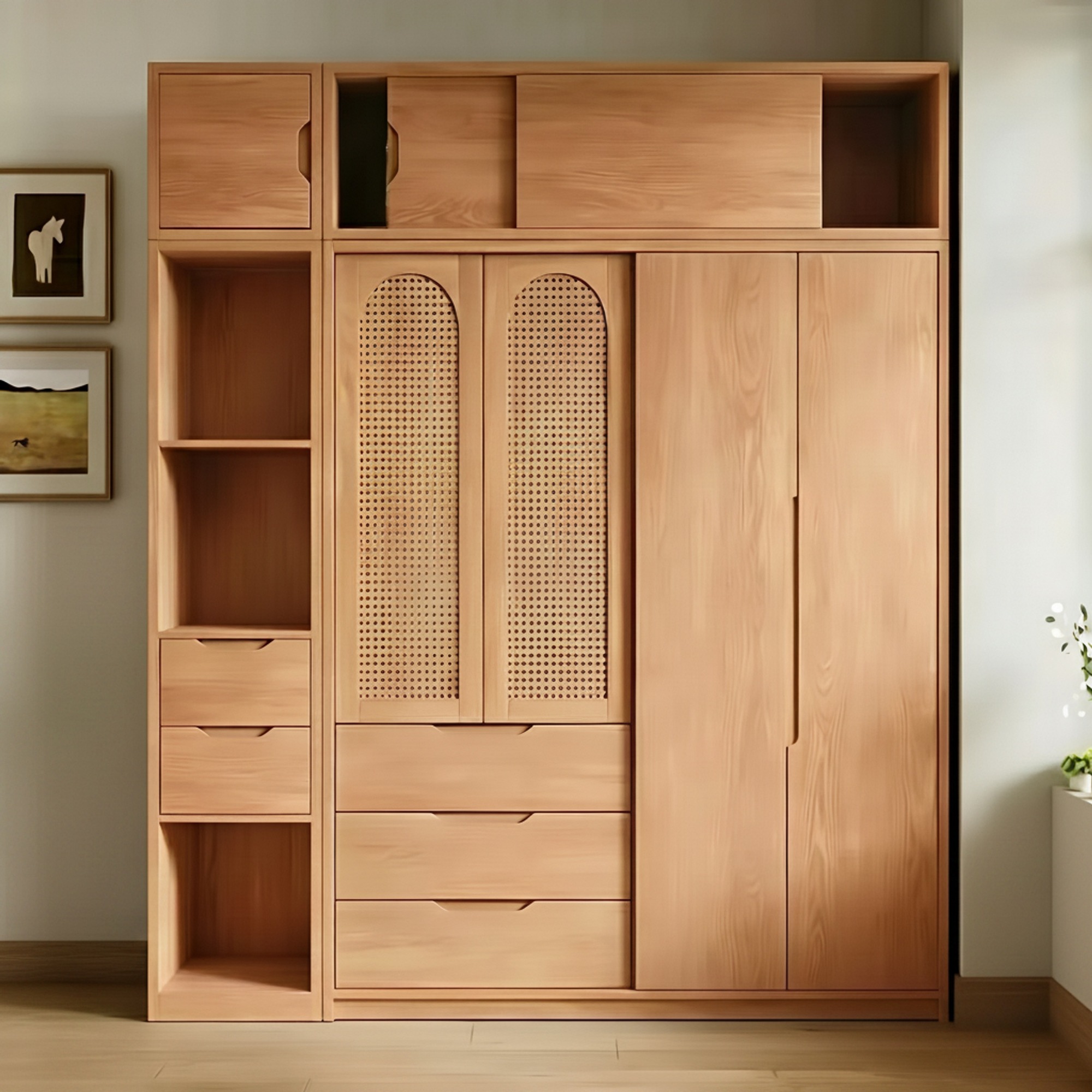 Vintage Walnut Sliding Door Wardrobe