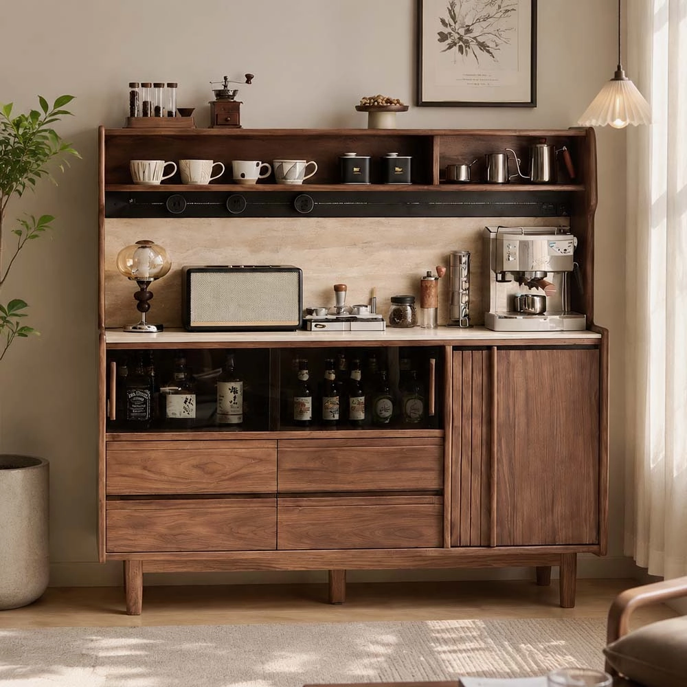 Solid Wood & Stone Sideboard