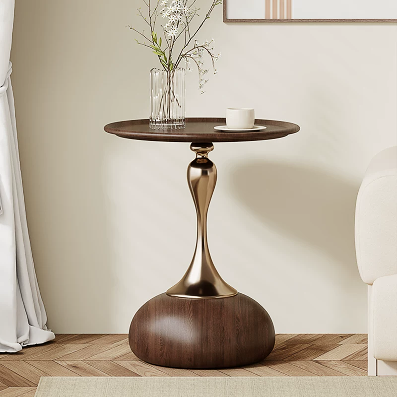 Italian Round Side Table with Metal Base