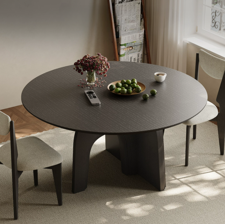 Round Oak Veneer Dining Table