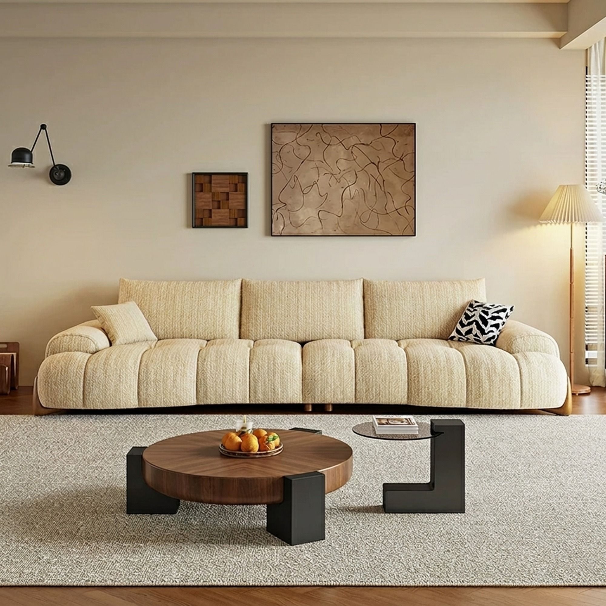 Curved Boucle Sofa