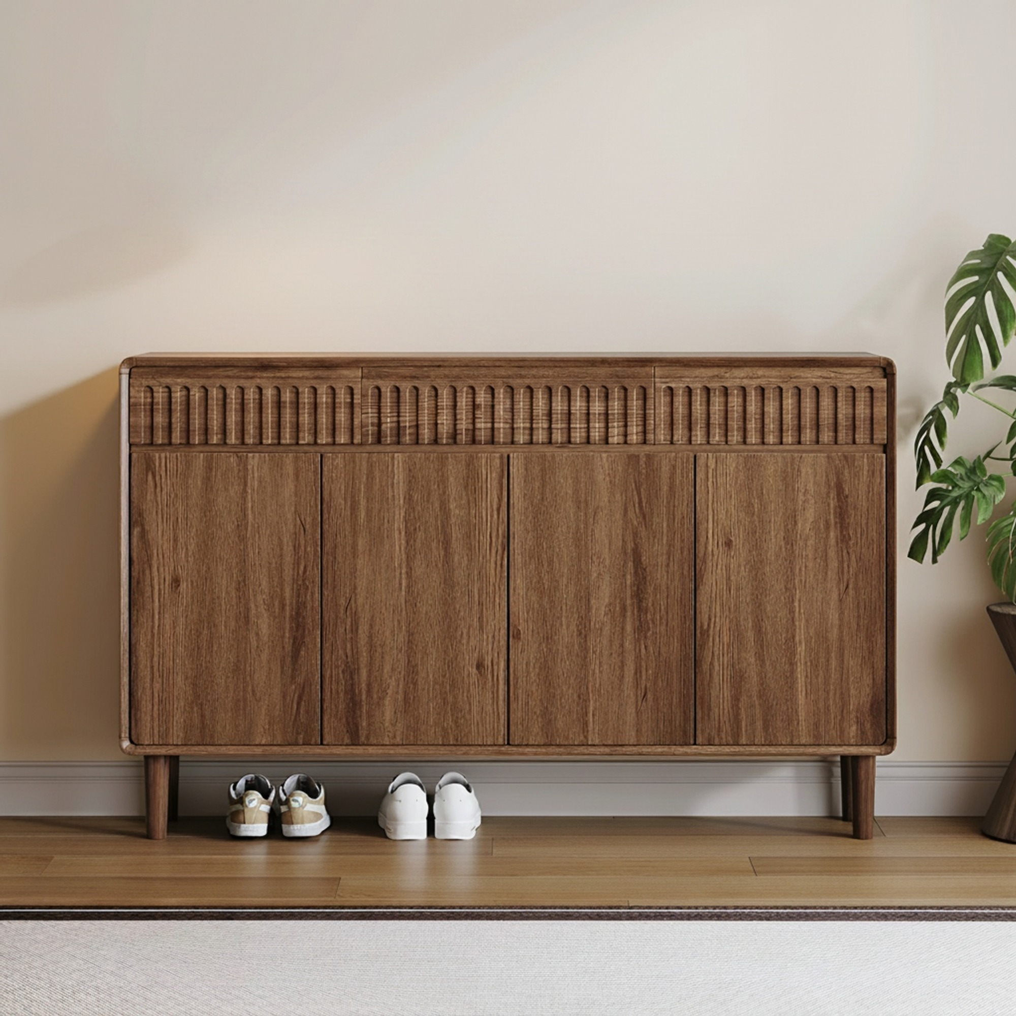 Walnut Mid-Century Shoe Cabinet
