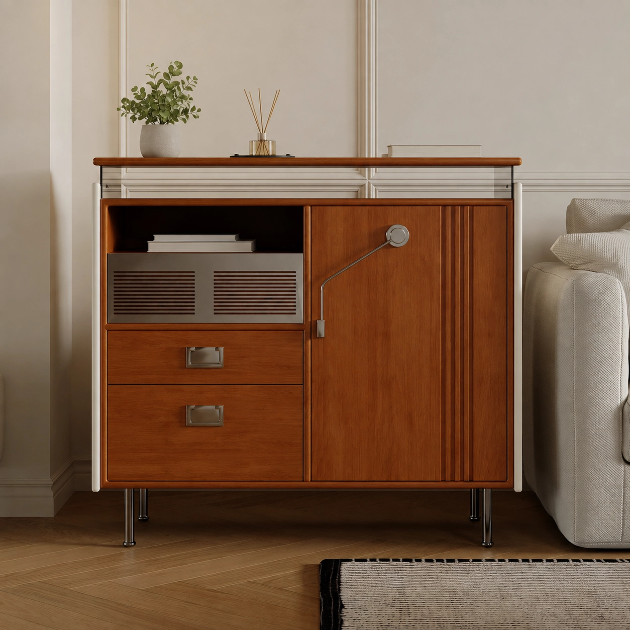Cherry Wood Mid-Century Sideboard