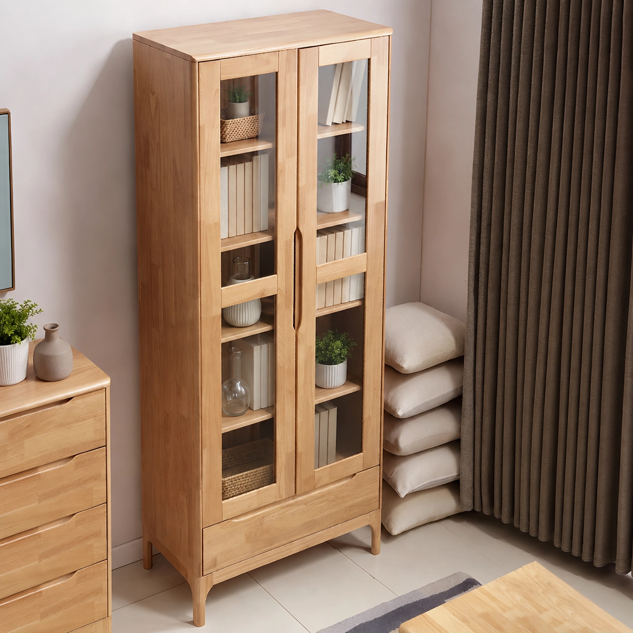 Mid-Century Glass Door Cabinet