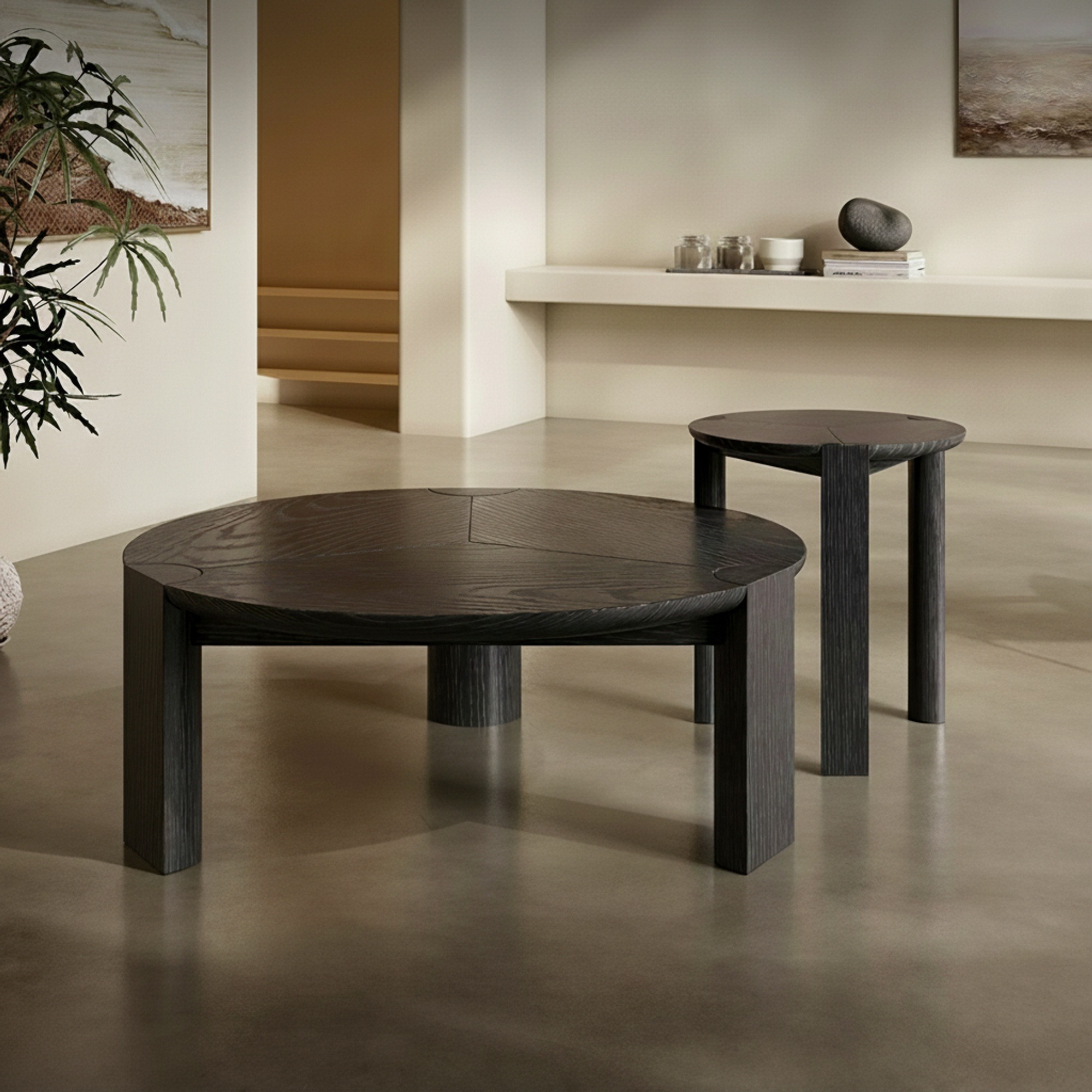 Solid Wood Wabi-sabi Coffee Table Set