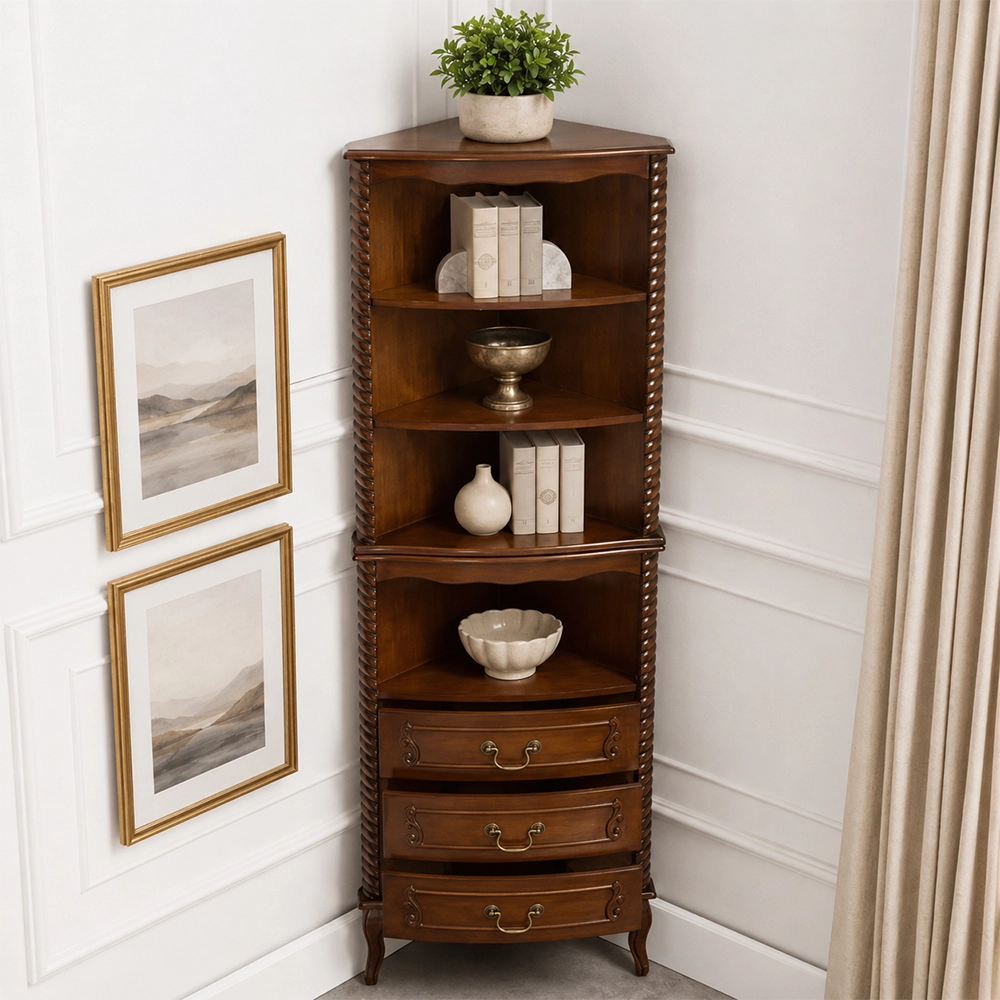 Vintage Cherry Corner Cabinet