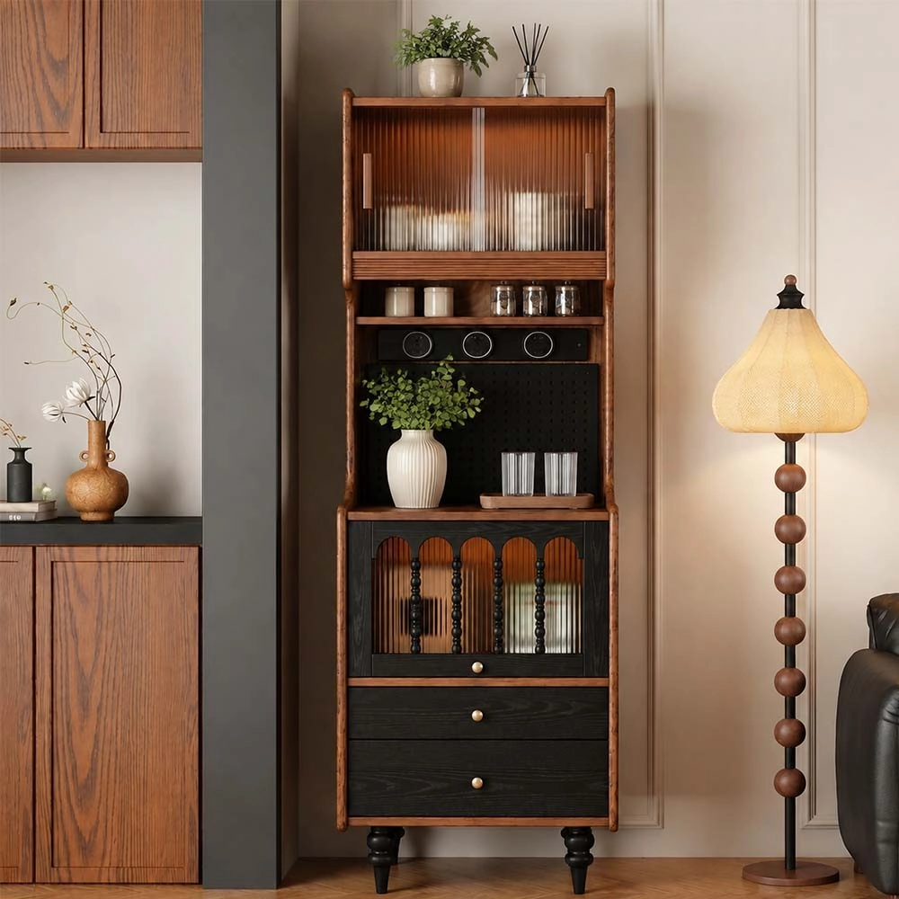 Mid-Century Solid Wood Pegboard Cabinet