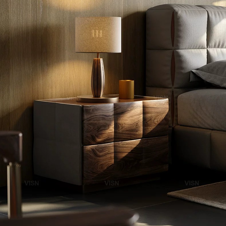 27.6" Organic Modern Solid Wood Nightstand with Drawers
