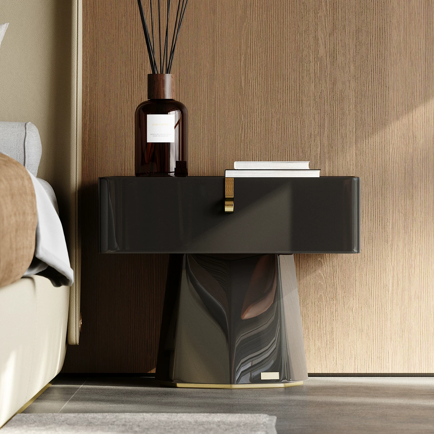 Glossy Geometric Nightstand