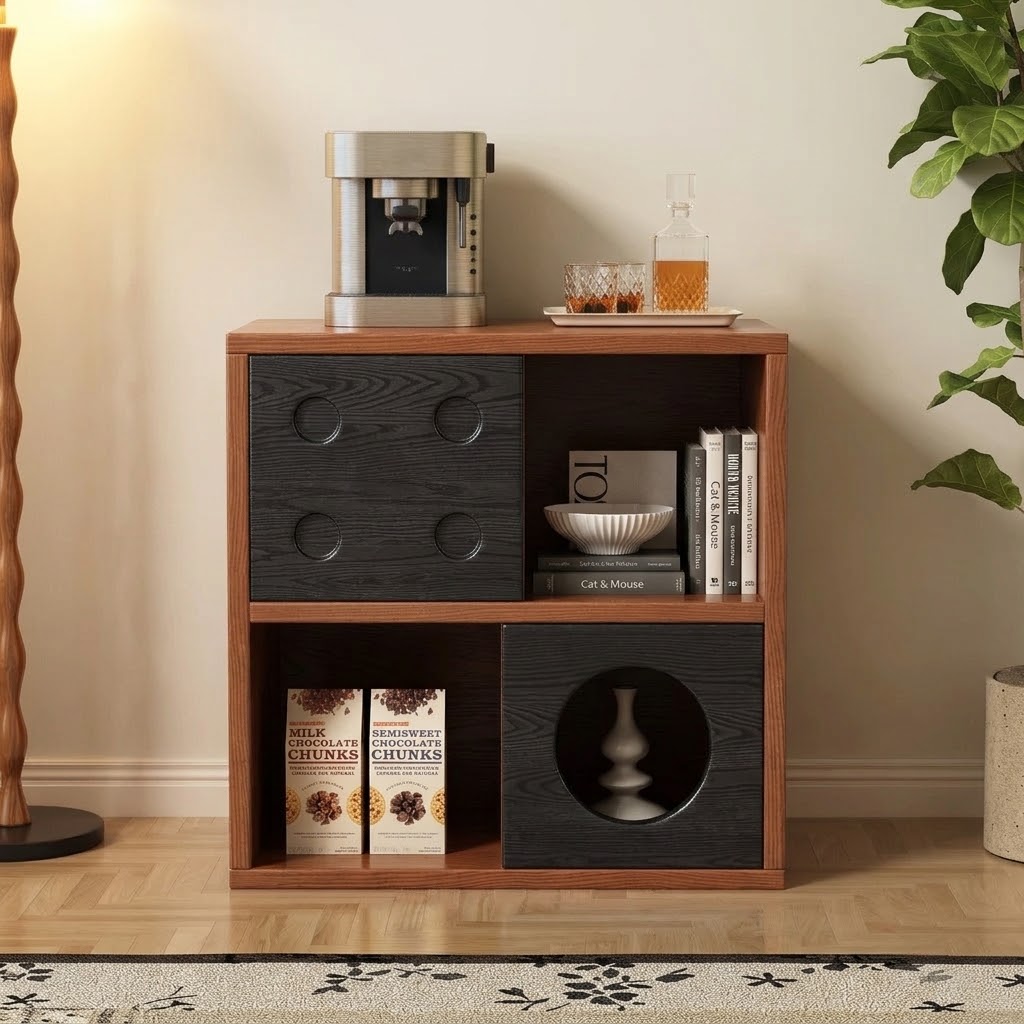 Walnut & Black Modular Nightstand