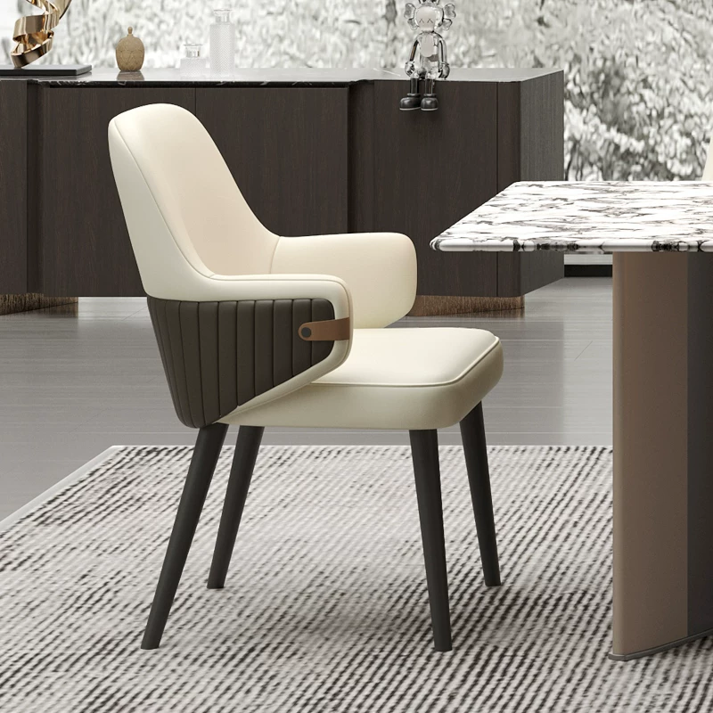 Leather Dining Chair with Armrests