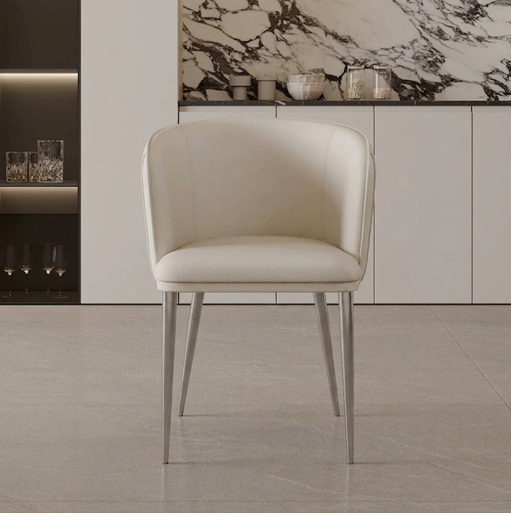Leather Dining Chair with Metal Frame