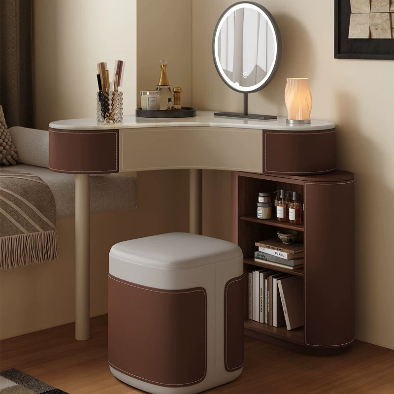 Saddle Leather Corner Vanity