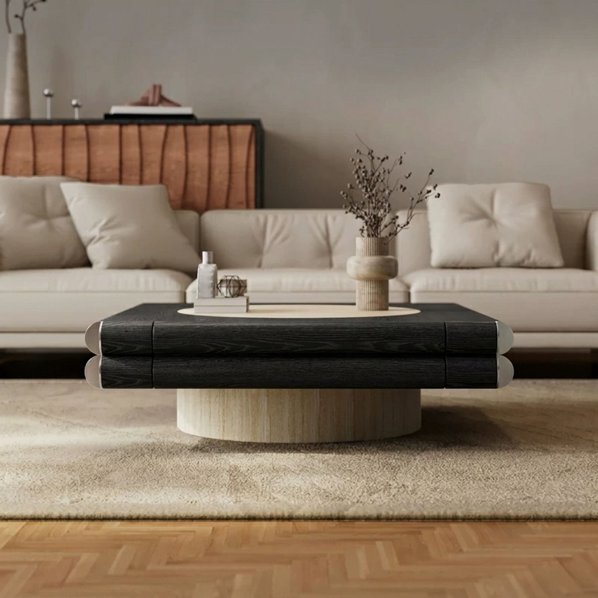 Minimalist Travertine Coffee Table