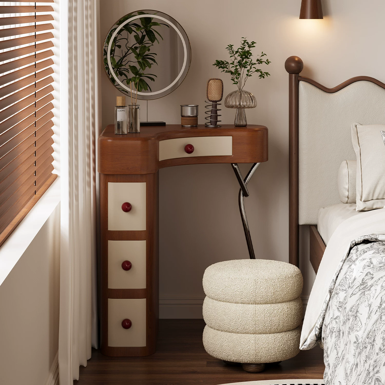 Rotatable Corner Vanity Table