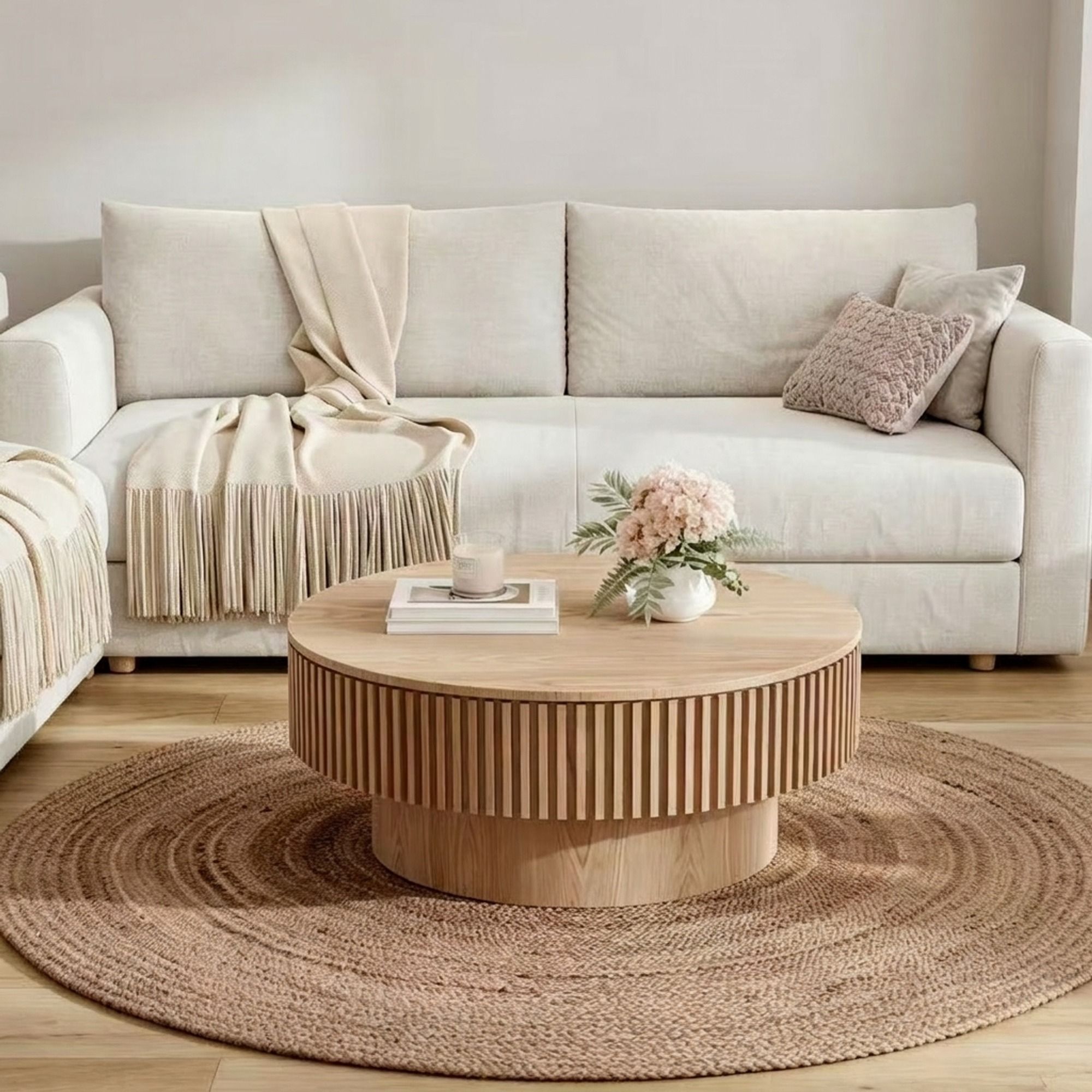 Solid Wood Gear-Style Coffee Table