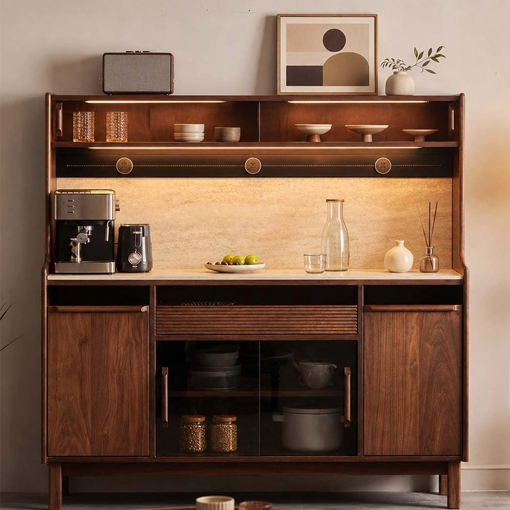 Solid Walnut Sideboard with Stone Top