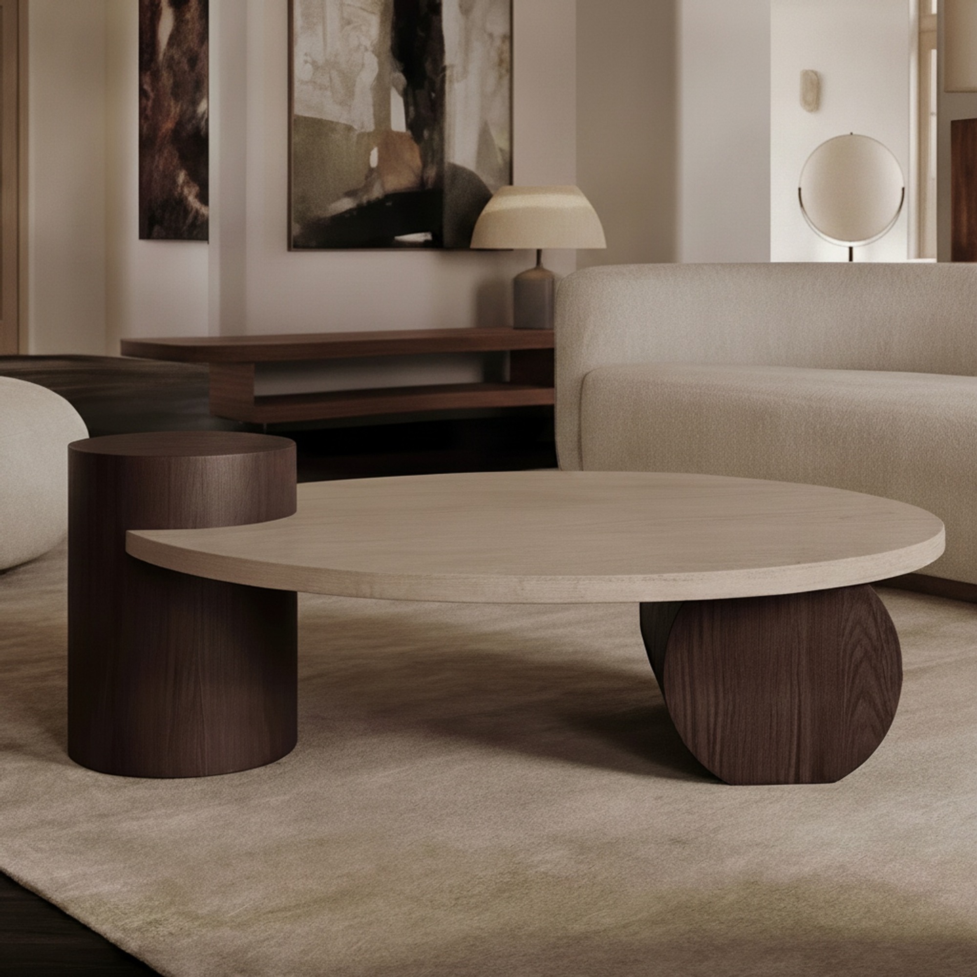 Round Travertine Coffee Table