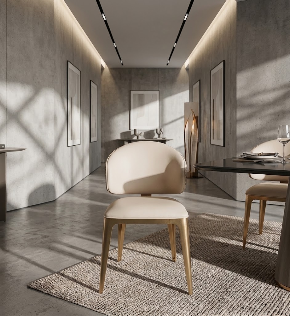 Sculptural Faux Leather Dining Chair