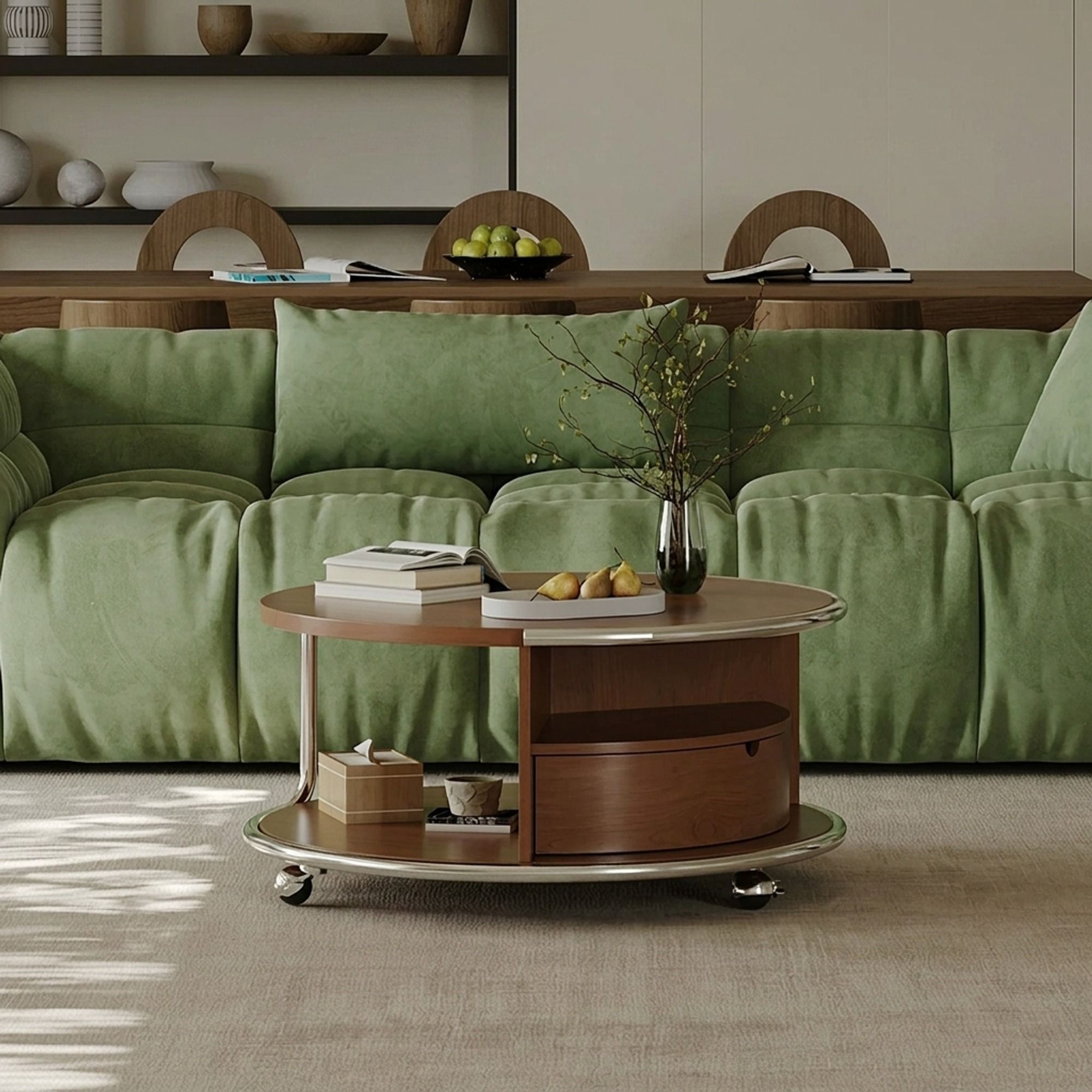Mid-Century Round Cherry Coffee Table