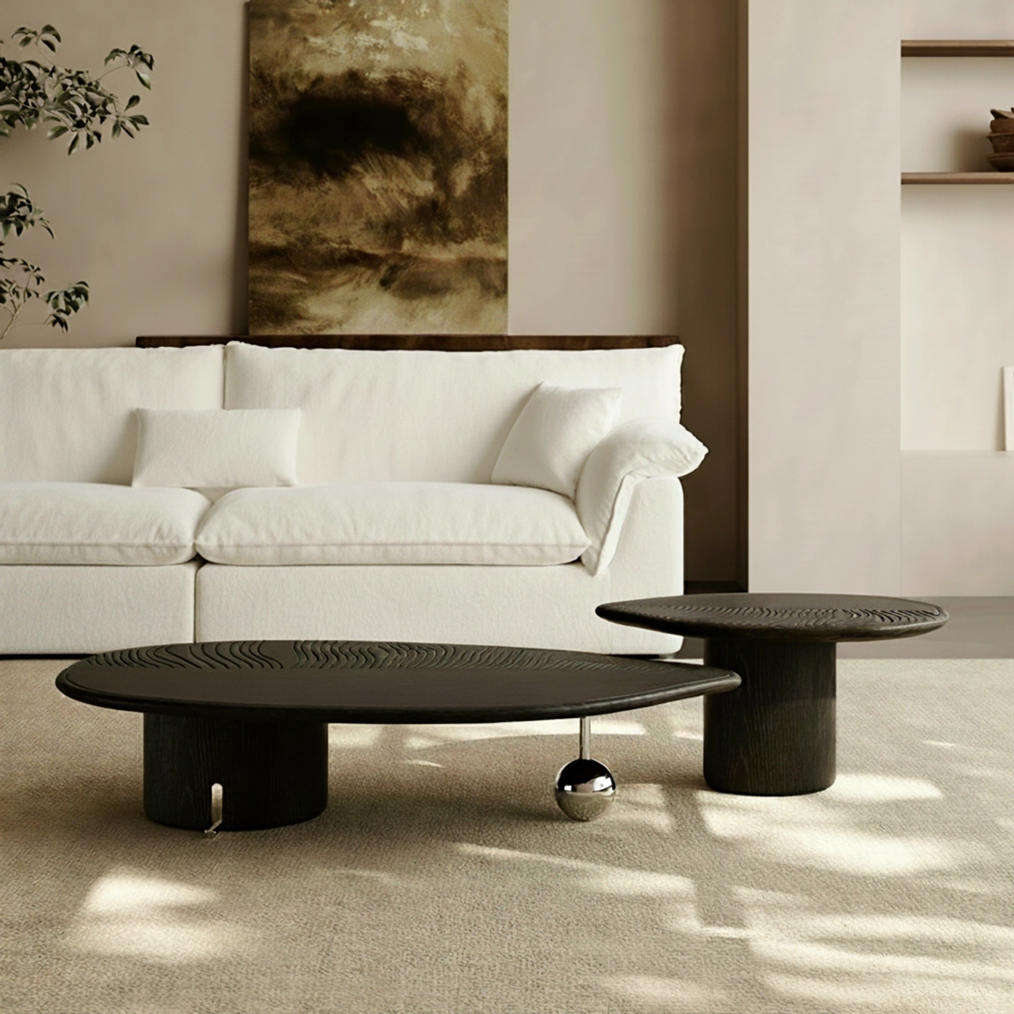 Sculptural Wabi-sabi Coffee Table Set