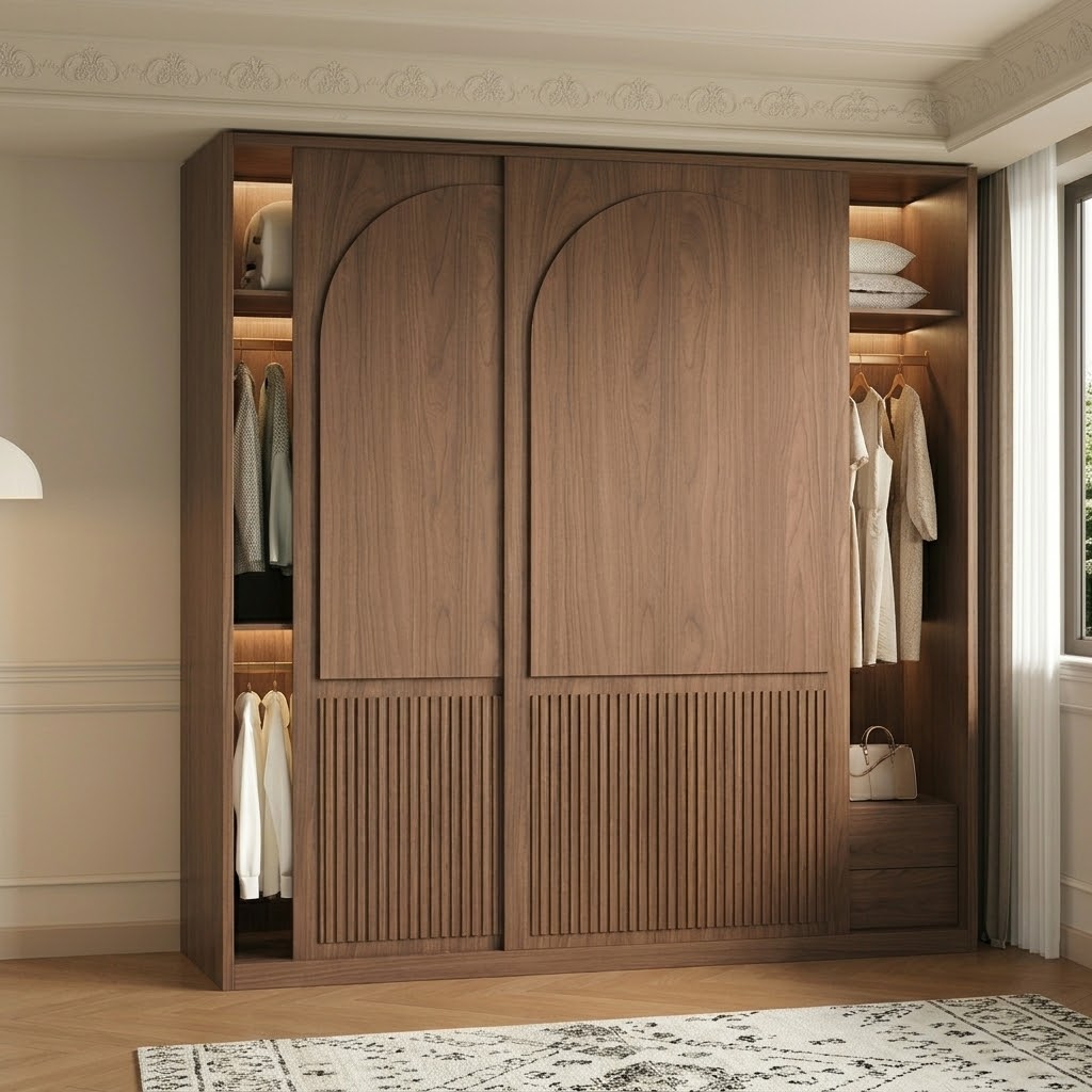 Walnut Sliding Door Wardrobe