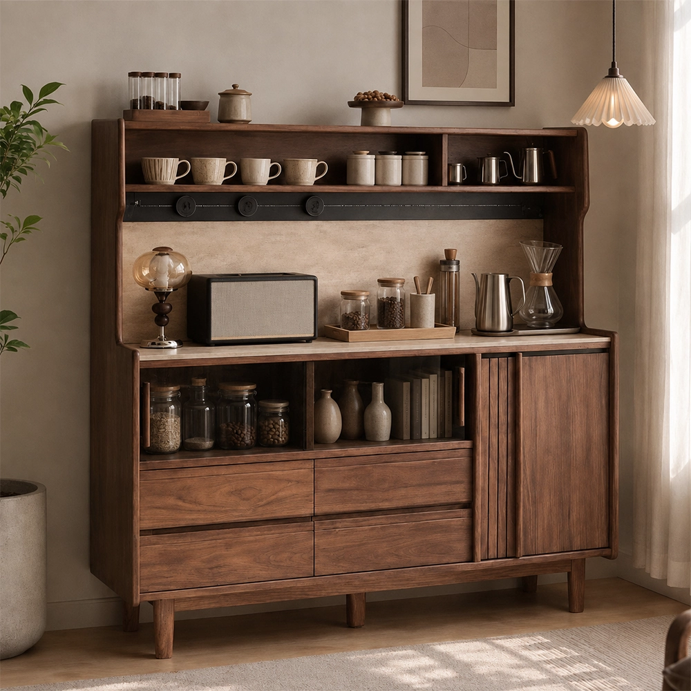 Solid Wood & Stone Sideboard
