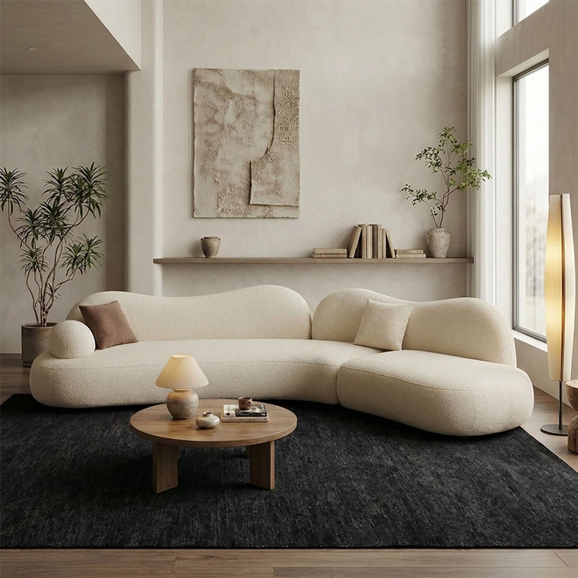 Off-White Curved Chenille Sectional