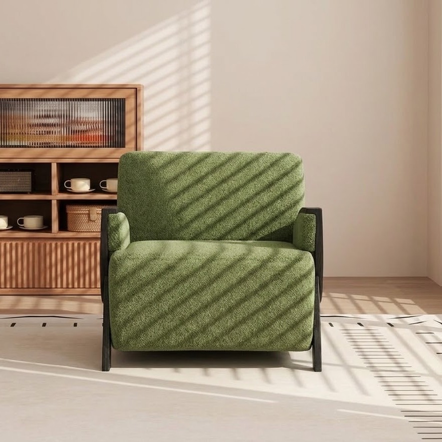 Ash Wood Chenille Armchair
