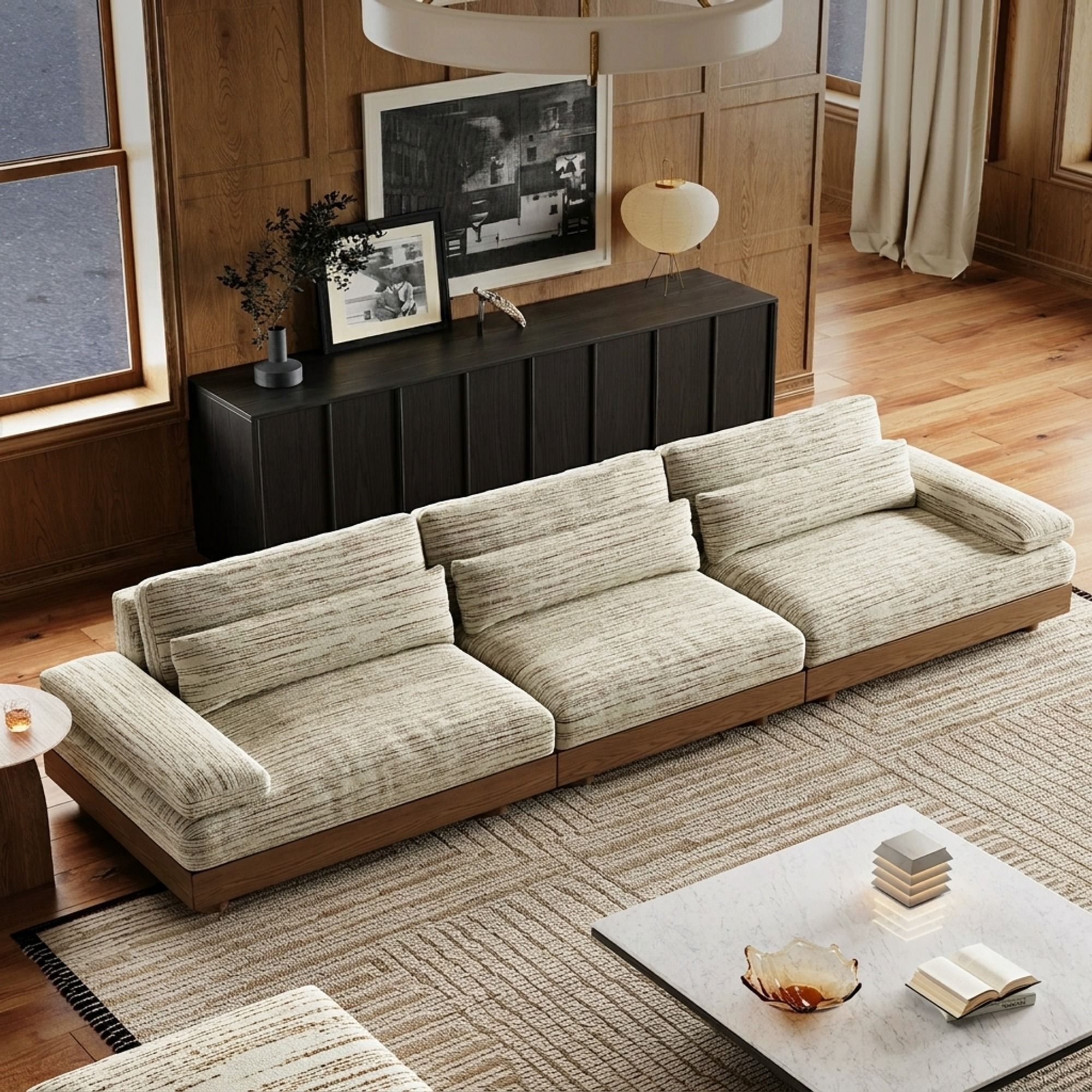 Solid Wood Modular Chenille Sofa