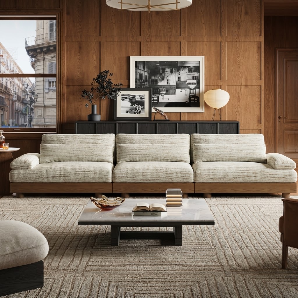 Solid Wood Modular Chenille Sofa
