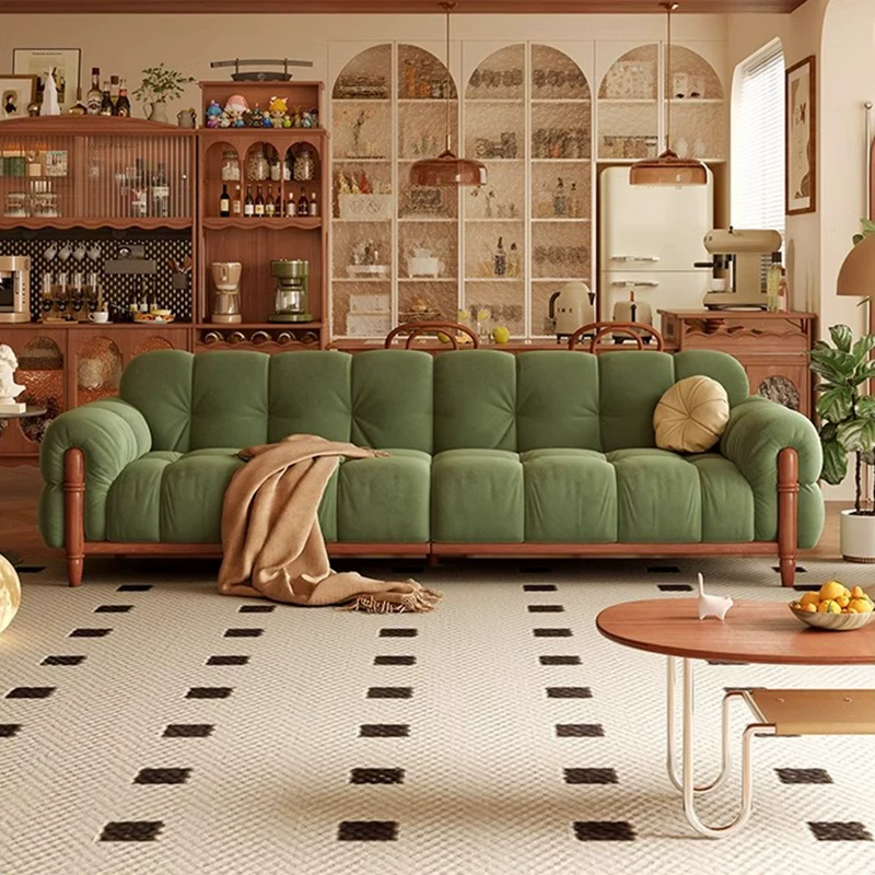 Vintage Piano Key Sofa, Dark Green