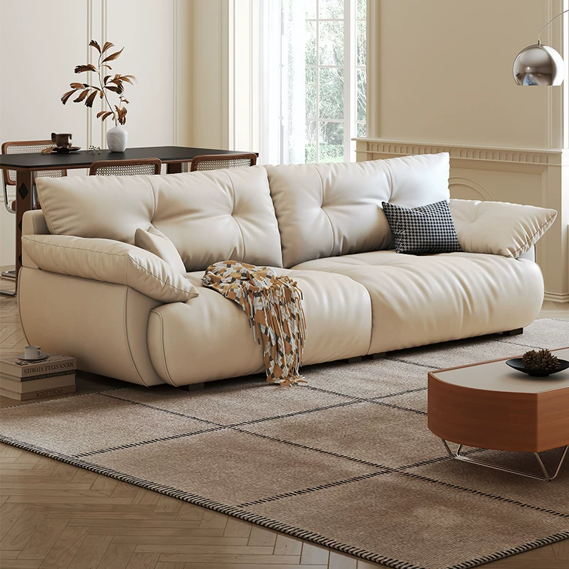 Petal-Back Leather Sofa