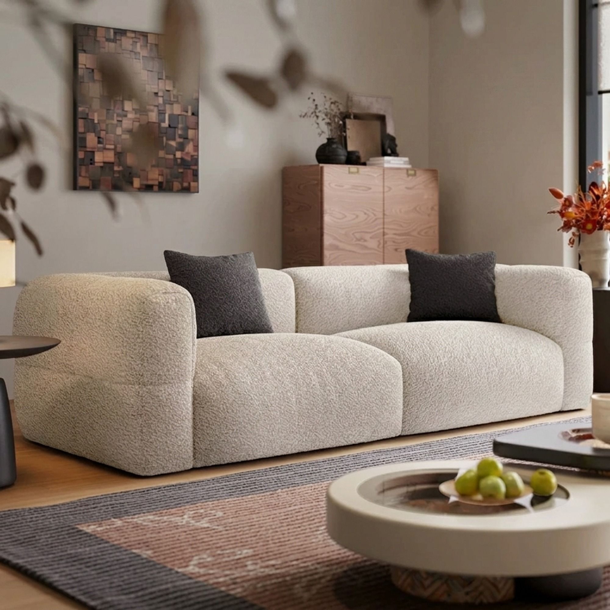 Sculptural Chenille Sofa