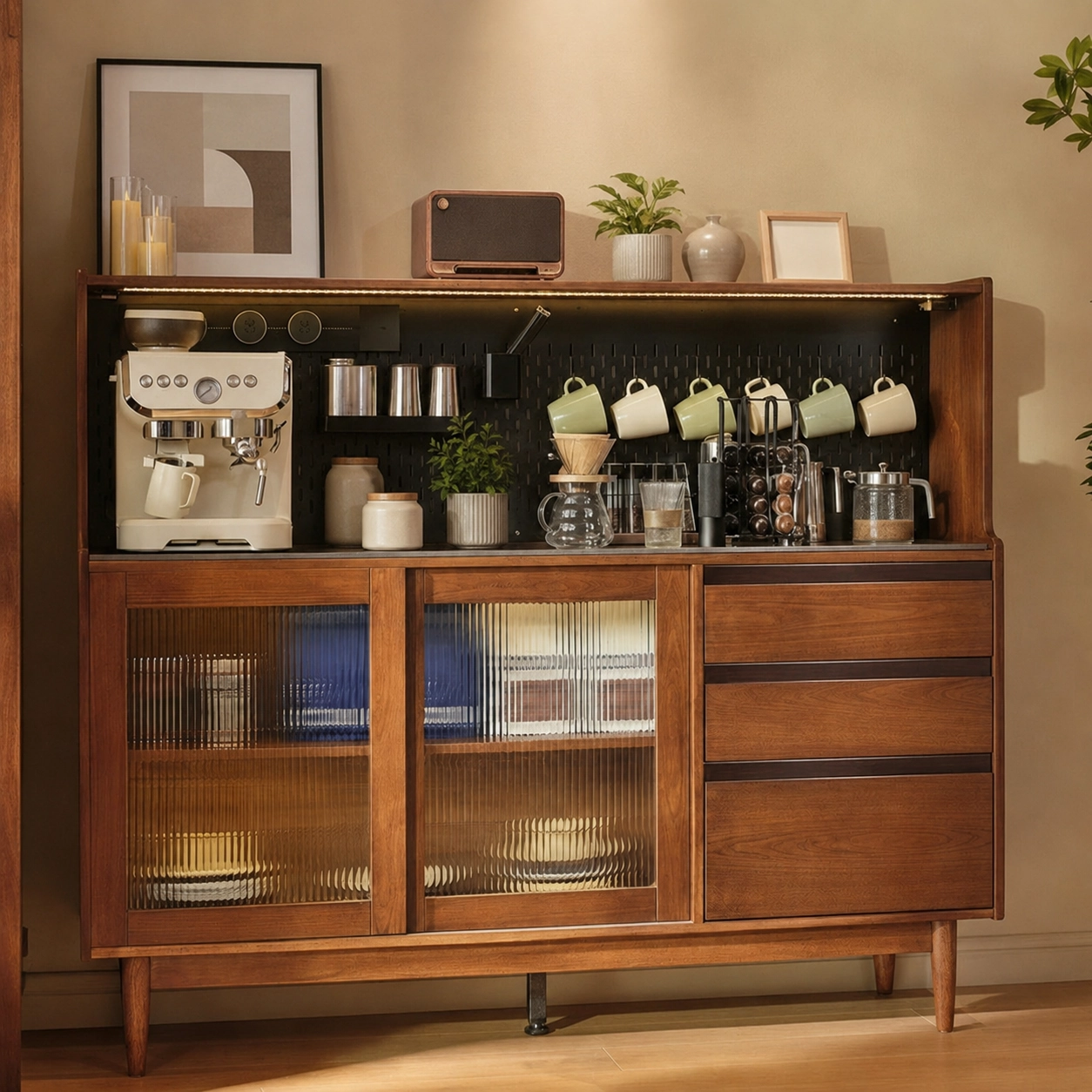Solid Wood Sliding Door Sideboard