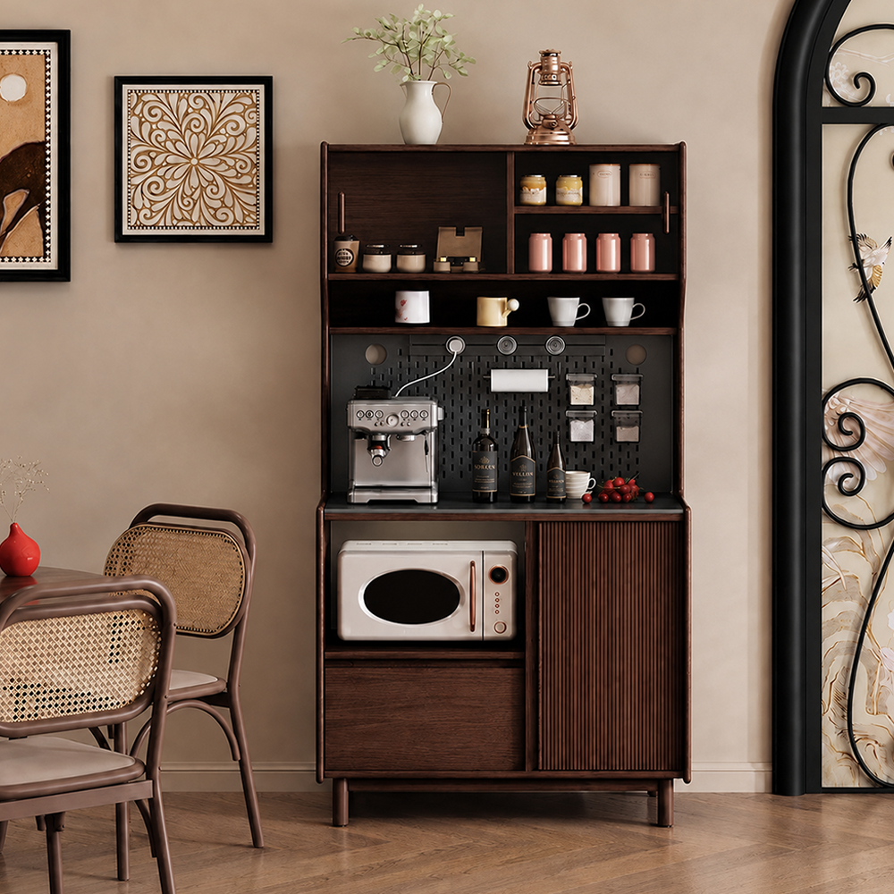 Vintage Solid Wood Coffee Bar Cabinet