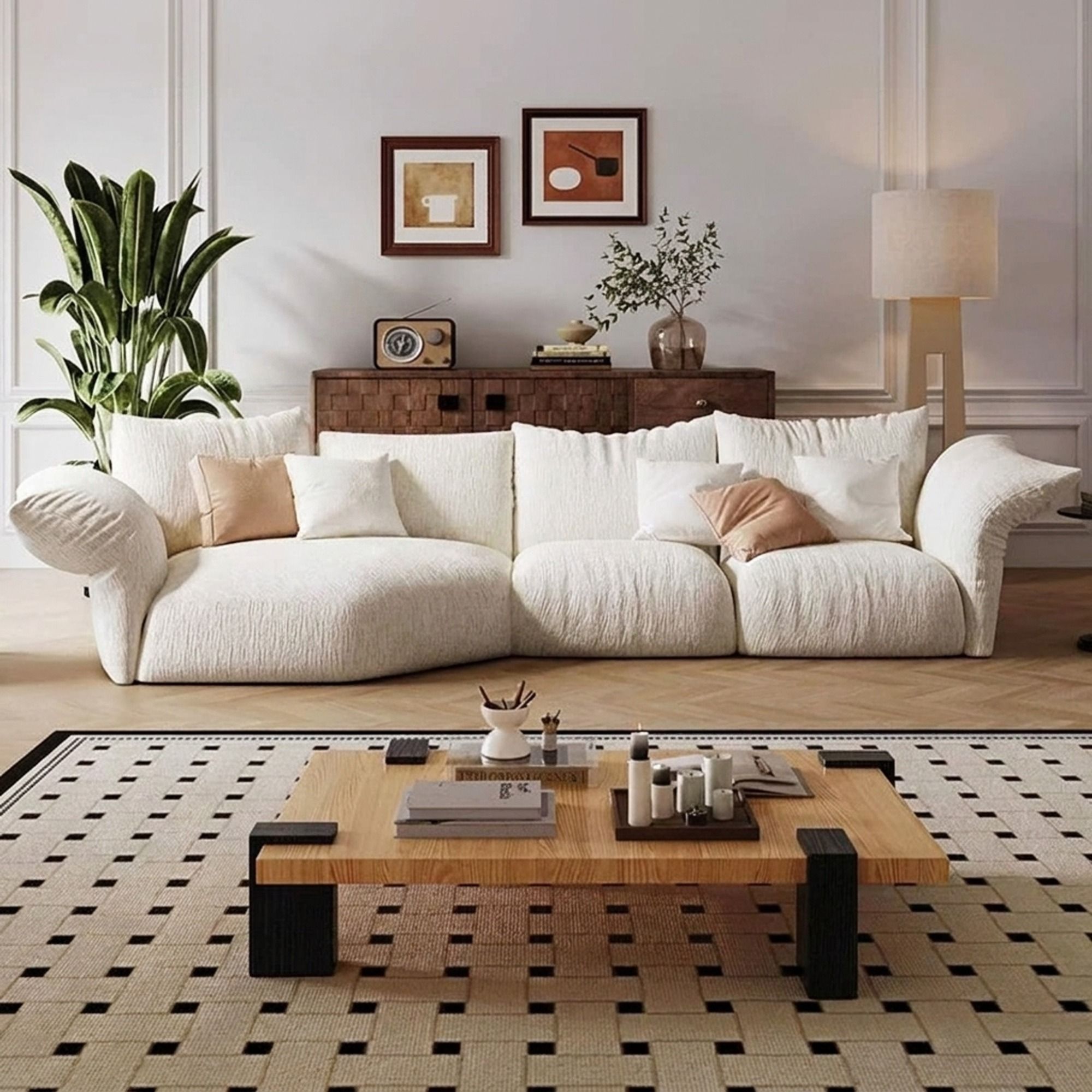 Petal Curved Chenille Sectional Sofa