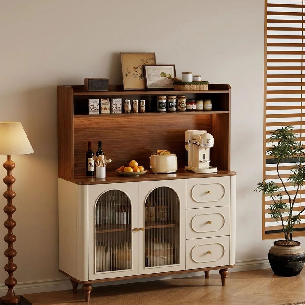 31.5" Japandi Engineered Wood Coffee Cabinet with Drawers