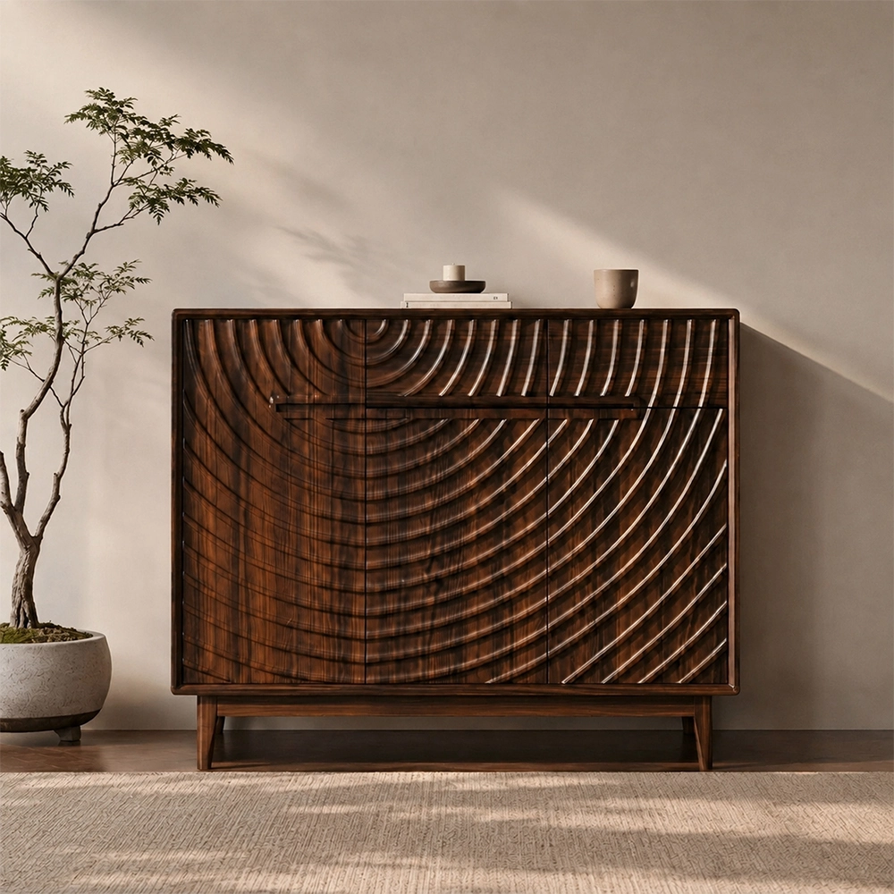 Wabi-Sabi Solid Wood Entryway Cabinet
