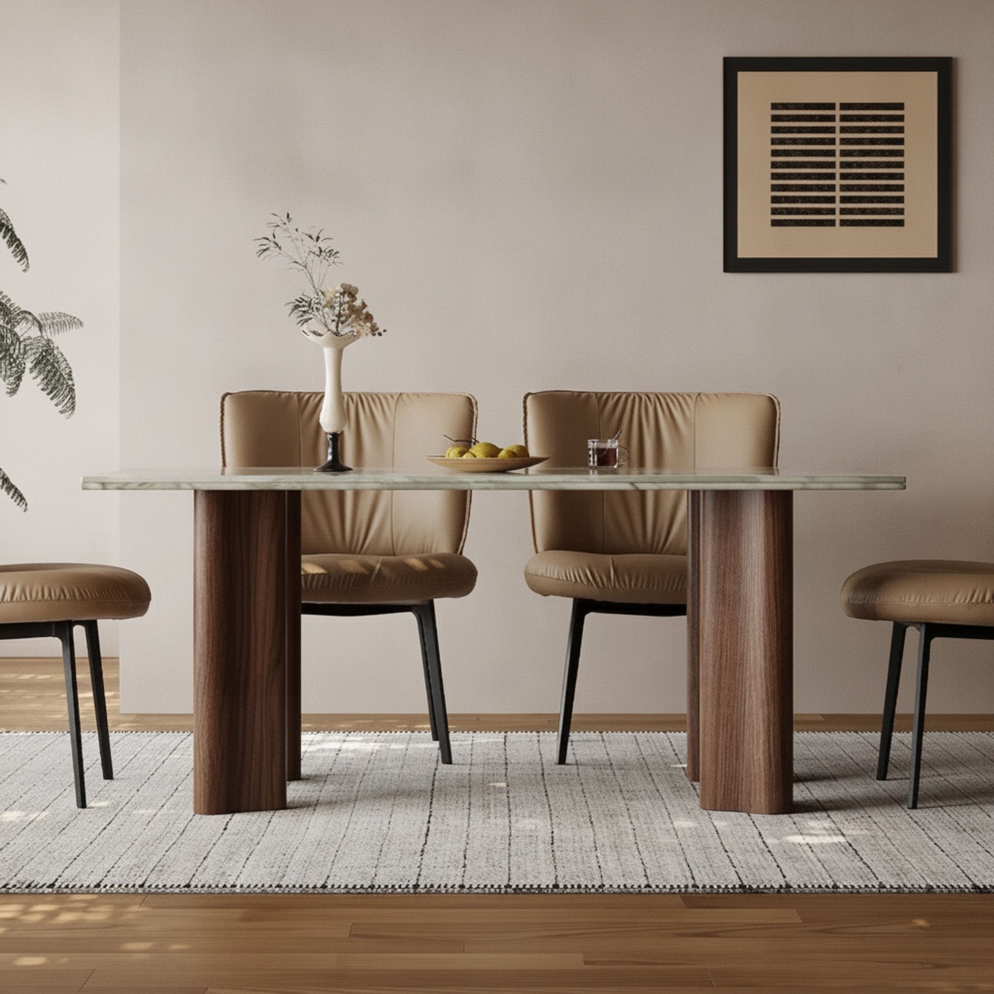 Two-Tone Jade Marble Dining Table