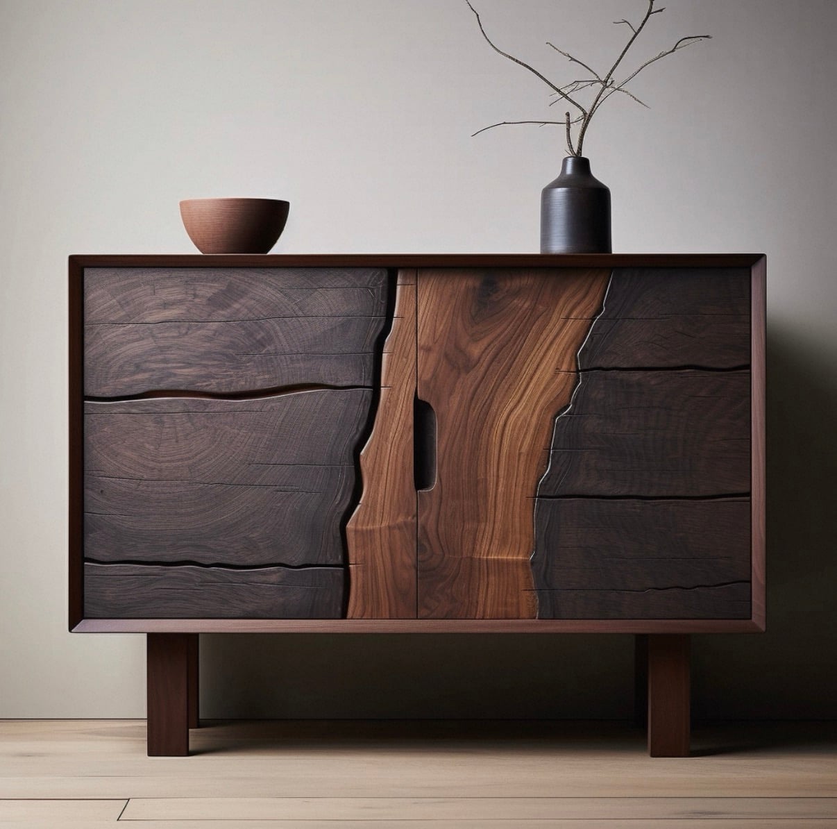 39.4" Organic Modern Solid Wood Sideboard with Storage