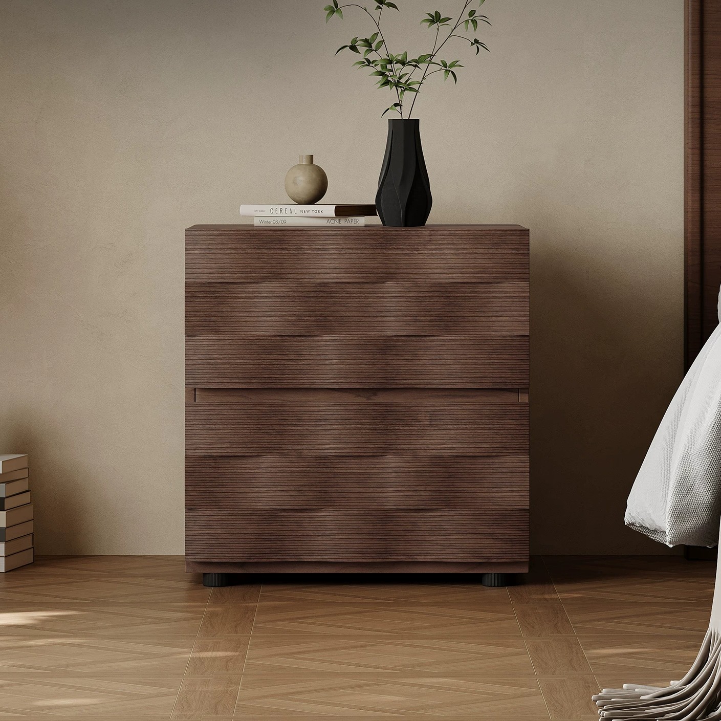 19.7" Minimalist Plywood Nightstand with Drawers