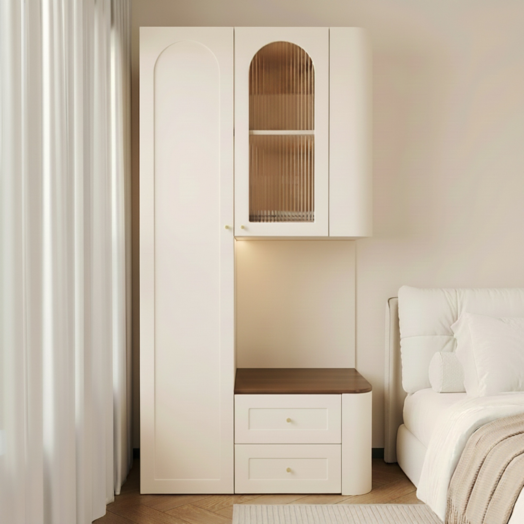 Creamy Solid Wood Wardrobe